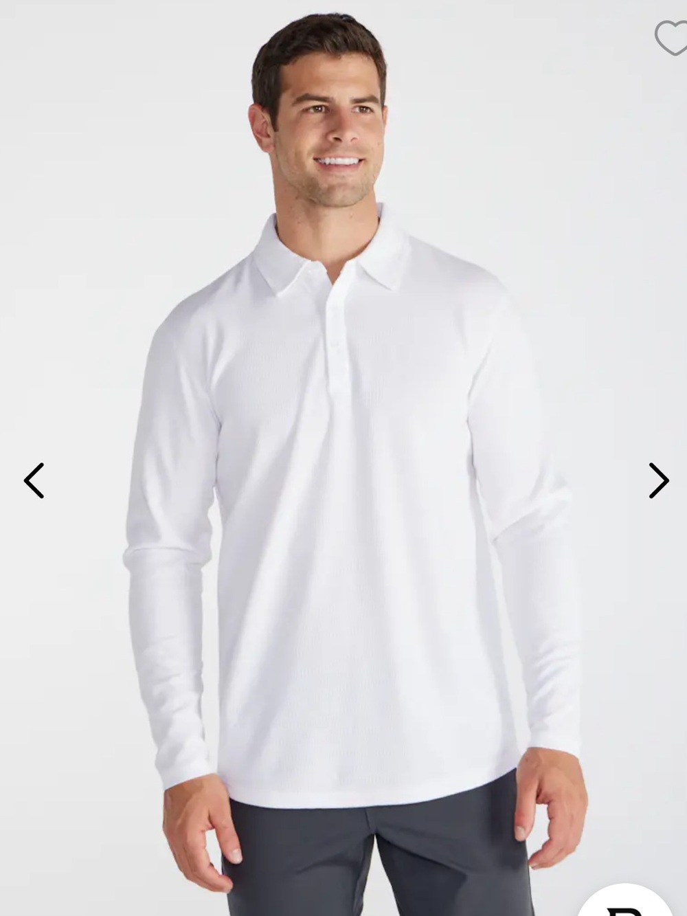 BYLT Men's Long Sleeve Polo Shirt - White
